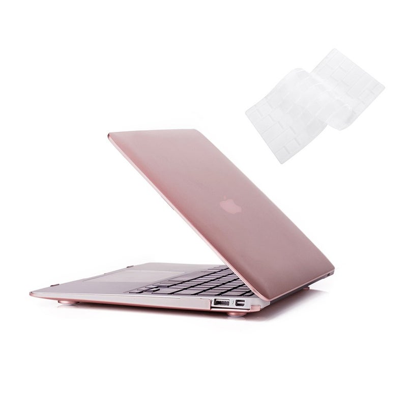 RUBAN Case Compatible with MacBook Air 13 Inch (Models: A1369 & A1466, Older Version 2010-2017 Release), Slim Snap On Hard Shell Protective Cover and Keyboard Cover, Rose Gold - Image 1